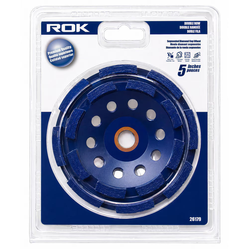 5" Double Row Segmented Diamond Cup Wheel for Concrete Grinding