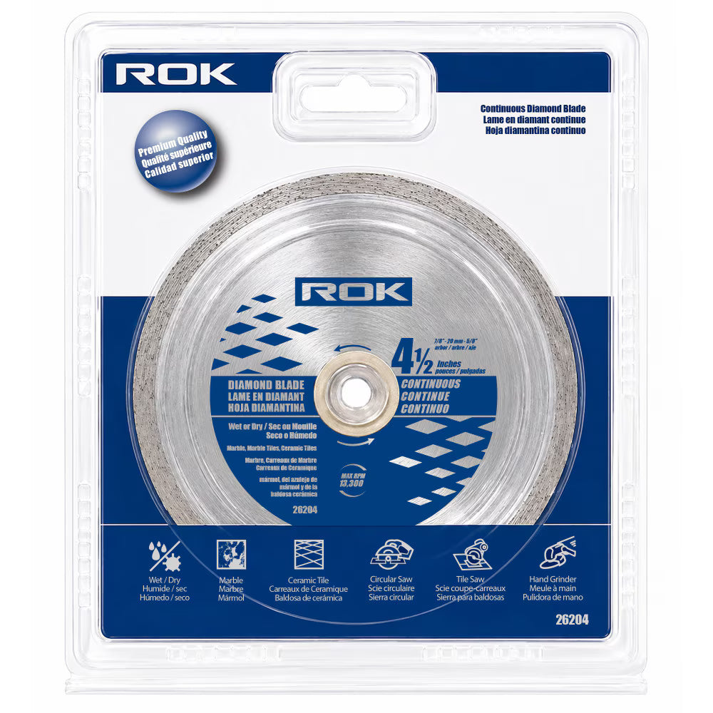 4-1/2" Continuous Rim Diamond Blade for Tile, Ceramic & Porcelain Cutting
