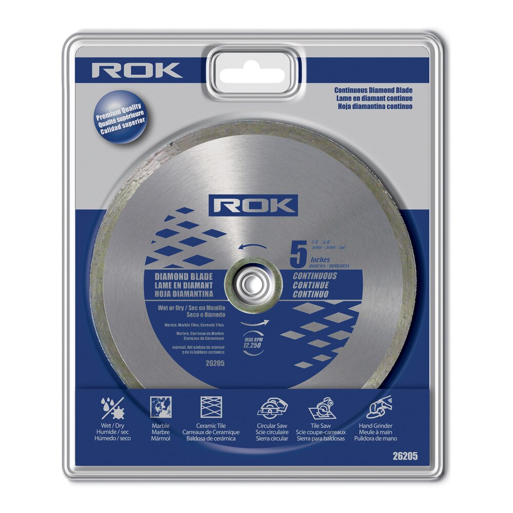 5" Continuous Rim Diamond Blade for Tile, Ceramic, Porcelain & Marble Cutting