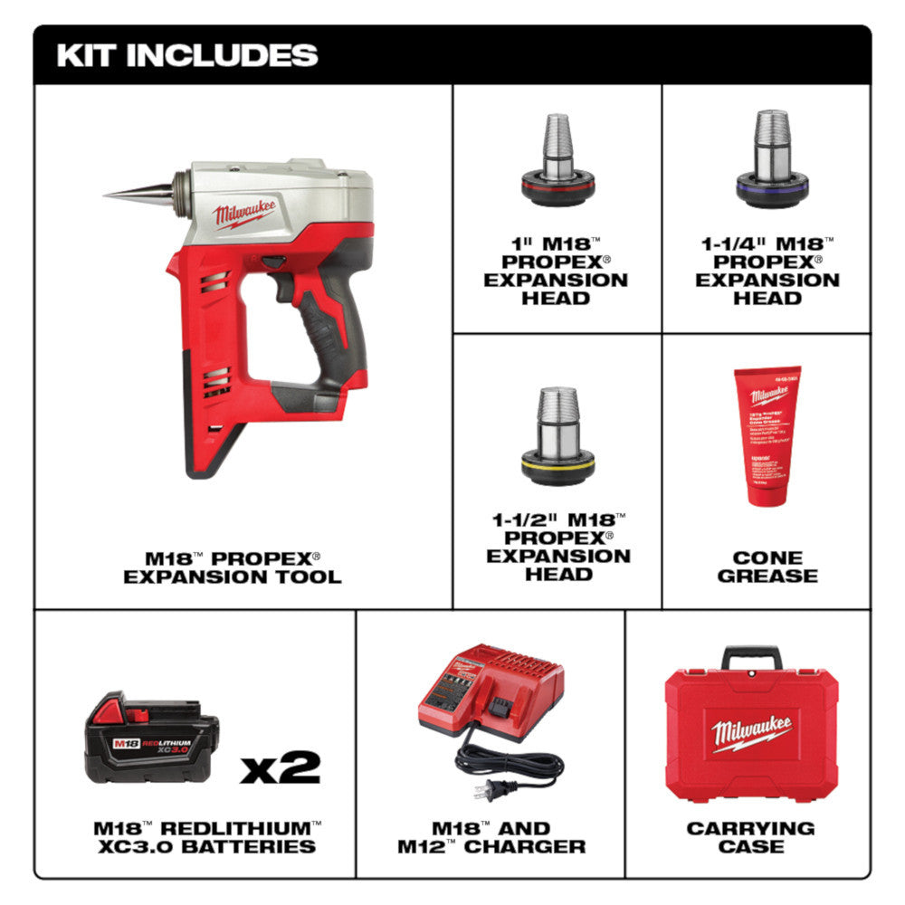 Milwaukee 2632-22XC M18 Cordless Pro PEX Expansion Tool Kit