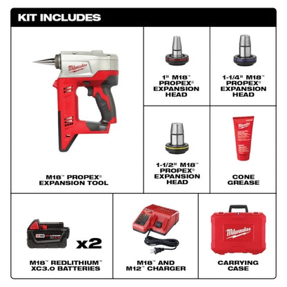 Milwaukee 2632-22XC M18 Cordless Pro PEX Expansion Tool Kit