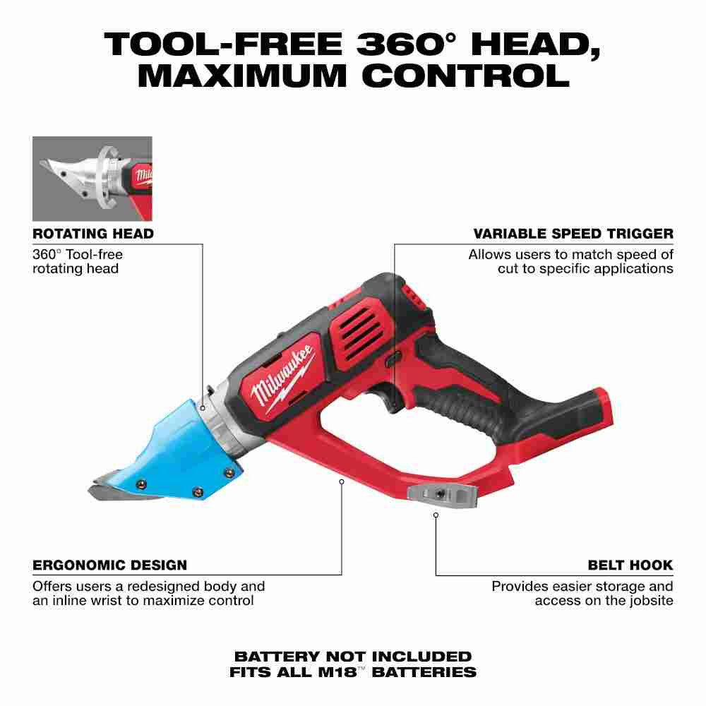 Milwaukee 2636-20 M18 Cordless 14 Gauge Double Cut Shears (Tool Only)