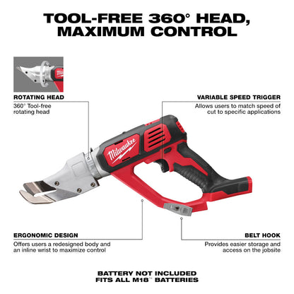 Milwaukee 2637-20 M18 Cordless 18 Gauge Single Cut Metal Shear (Tool Only)