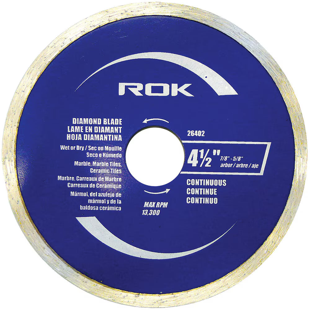 4-1/2" Continuous Rim Diamond Blade for Tile, Porcelain & Ceramic Cutting