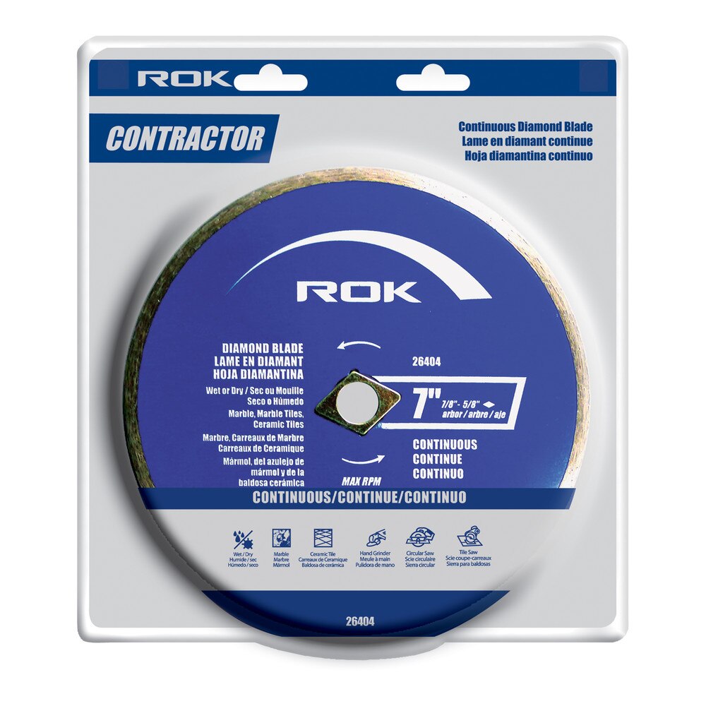 7" Continuous Rim Diamond Blade for Tile, Ceramic & Marble Cutting