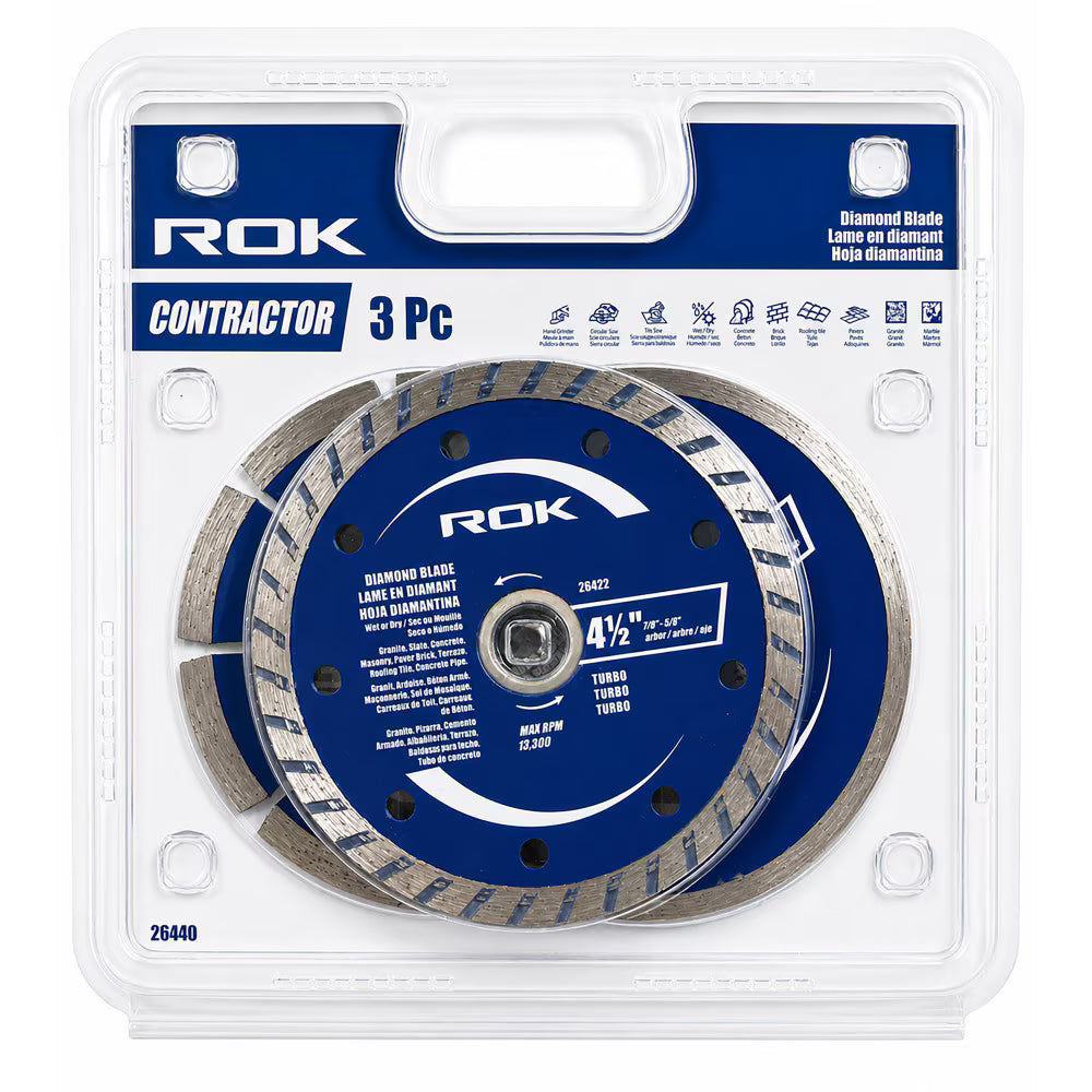 3 PC 4-1/2" Diamond Blade Set for Cutting Applications