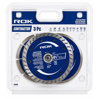 3 PC 4-1/2" Diamond Blade Set for Cutting Applications