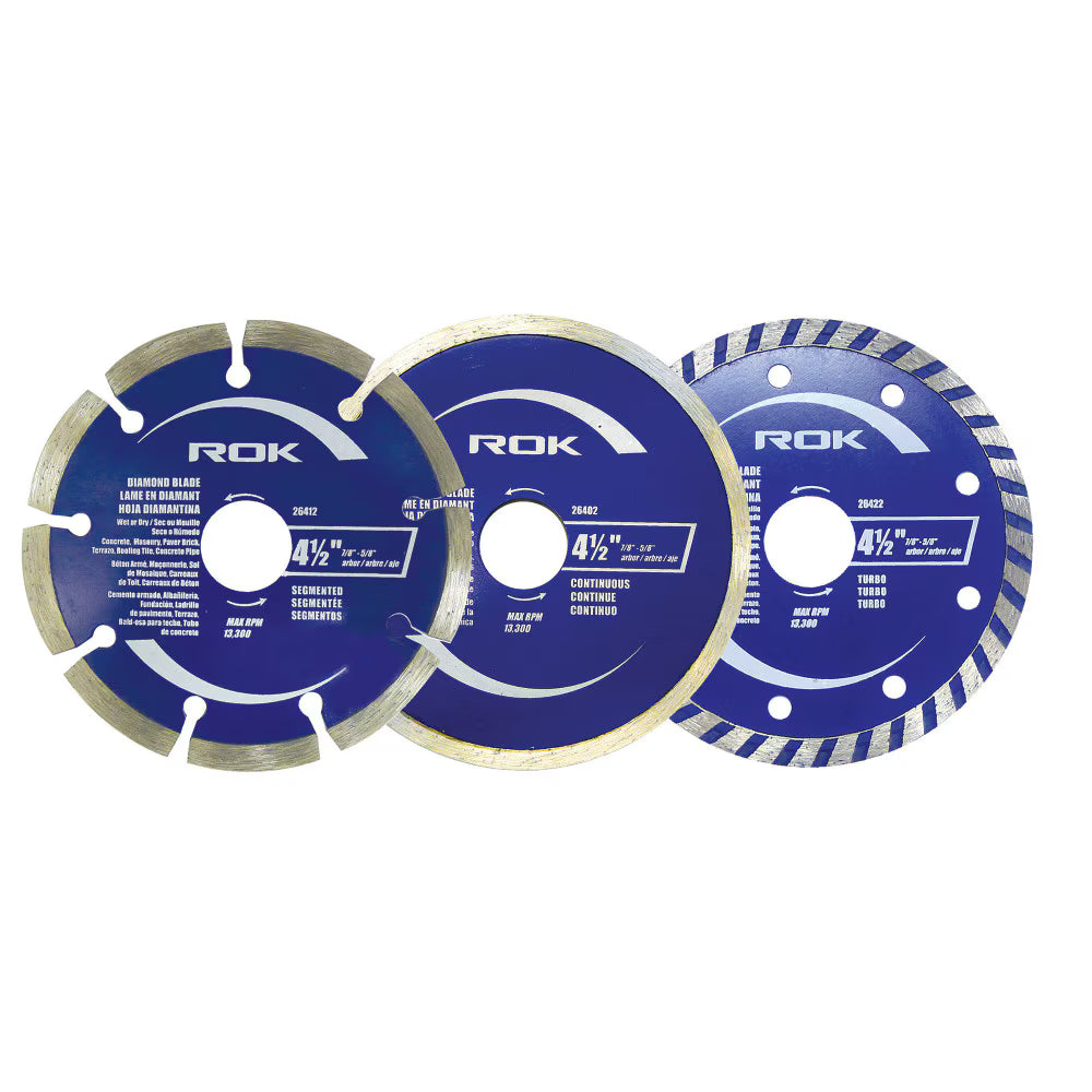 3 PC 4-1/2" Diamond Blade Set for Cutting Applications