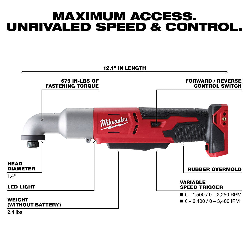 Milwaukee 2667-20 M18 Cordless 2-Speed 1/4in Right Angle Impact Driver (Tool Only)