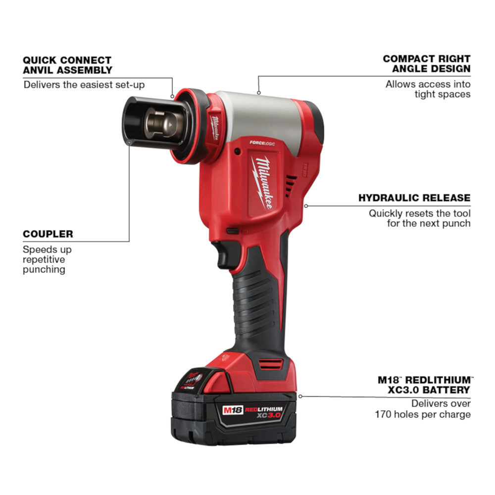 Milwaukee 2676-23 M18 FORCE LOGIC Cordless 10T 1/2in - 4in Knockout Tool Kit