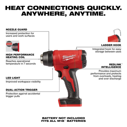 Milwaukee 2688-20 M18 18V Cordless Compact Heat Gun (Tool Only)