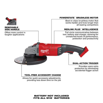 Milwaukee 2785-20 M18 FUEL Cordless Brushless 7in / 9in Large Angle Grinder (Tool Only)