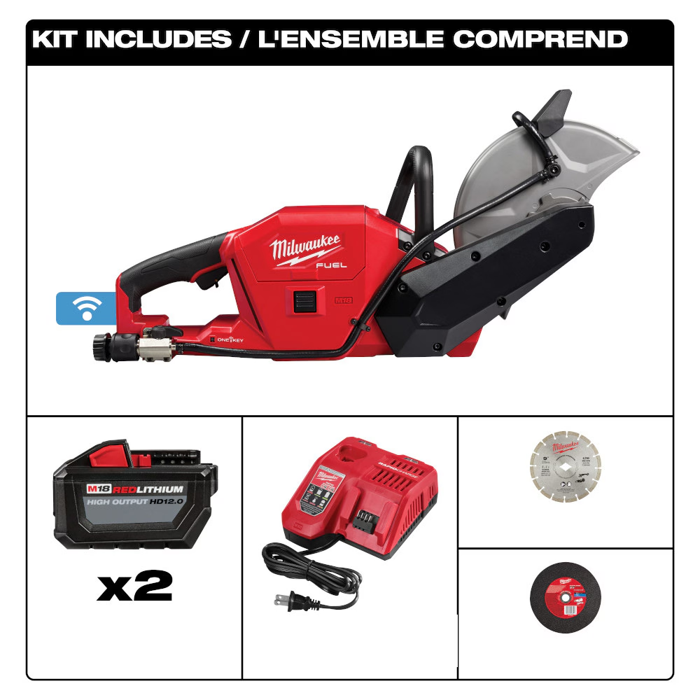 Milwaukee 2786-22HD M18 FUEL ONE-KEY 18V Li-Ion Brushless 9" Cut Off Saw Kit with (2) 12.0Ah Batteries