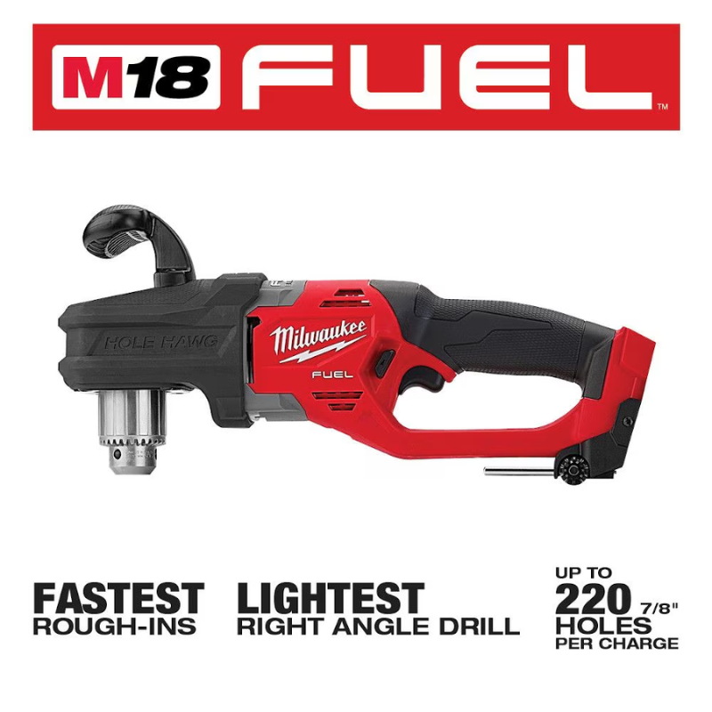 Milwaukee 2807-20 M18 FUEL GEN II 18V Li-Ion Brushless Cordless 1/2-inch Hole Hawg Right Angle Drill (Tool Only)