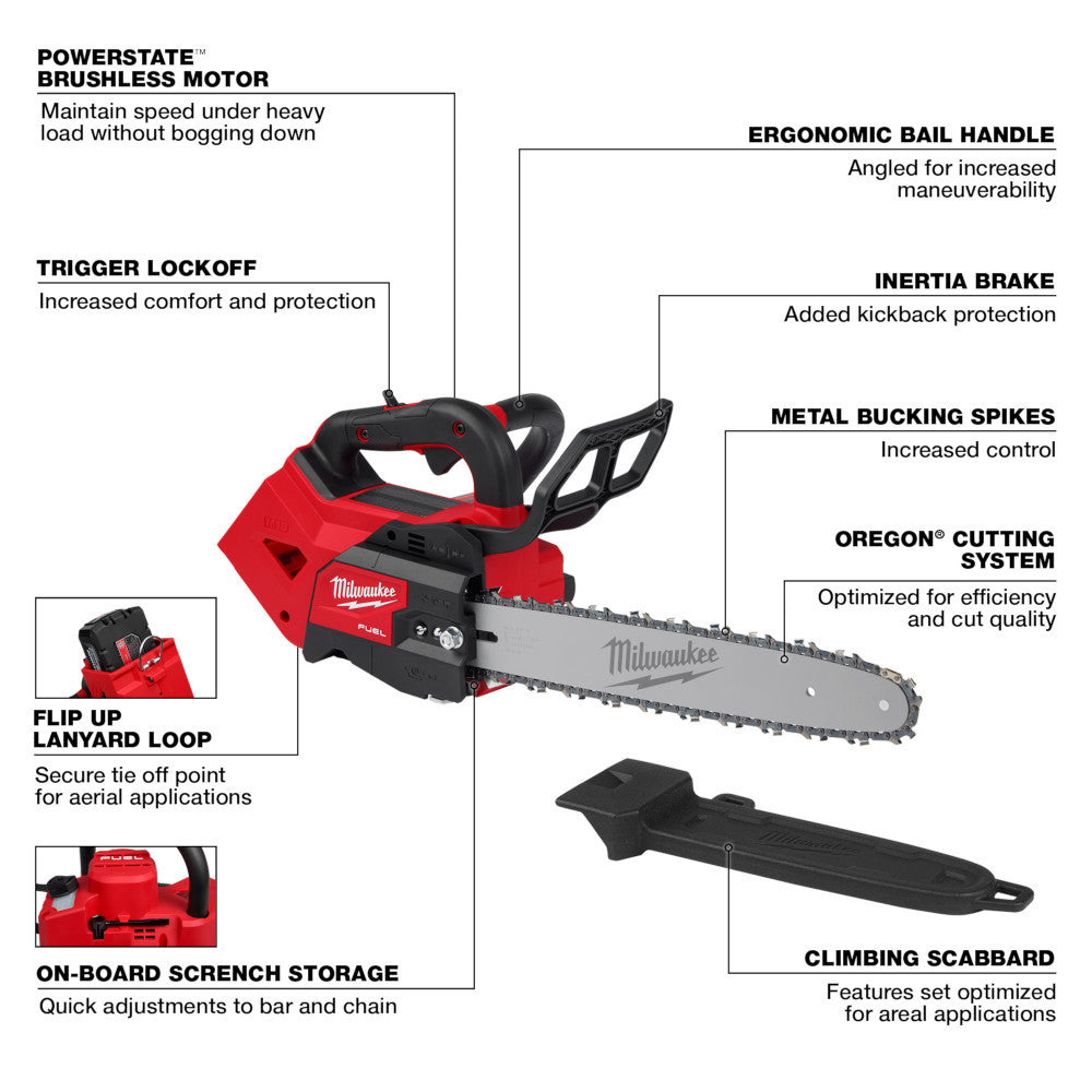 Milwaukee 2826-20T M18 FUEL Cordless Brushless 14in Top Handle Chainsaw (Tool Only)