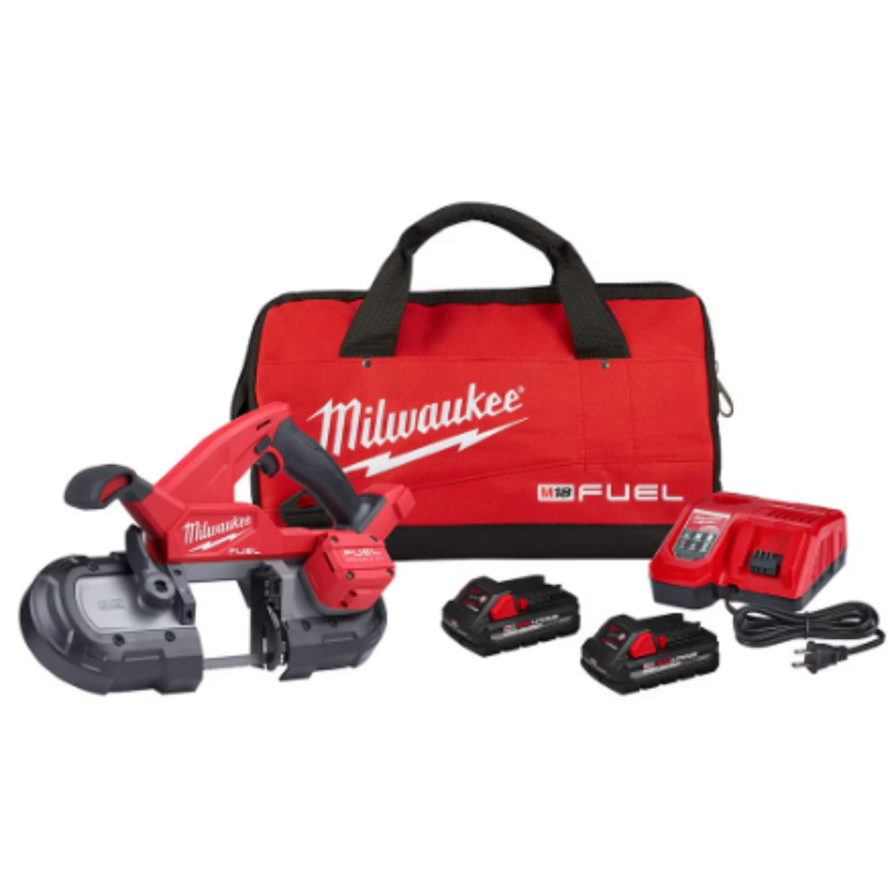 Milwaukee 2829-22 M18 FUEL 18-Volt Lithium-Ion Brushless Cordless Compact Bandsaw Kit with (2) 3.0 Ah Batteries