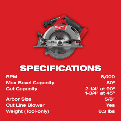 Milwaukee 2833-20 Tool M18 FUEL 6-1/2" Circular Saw (Tool Only)