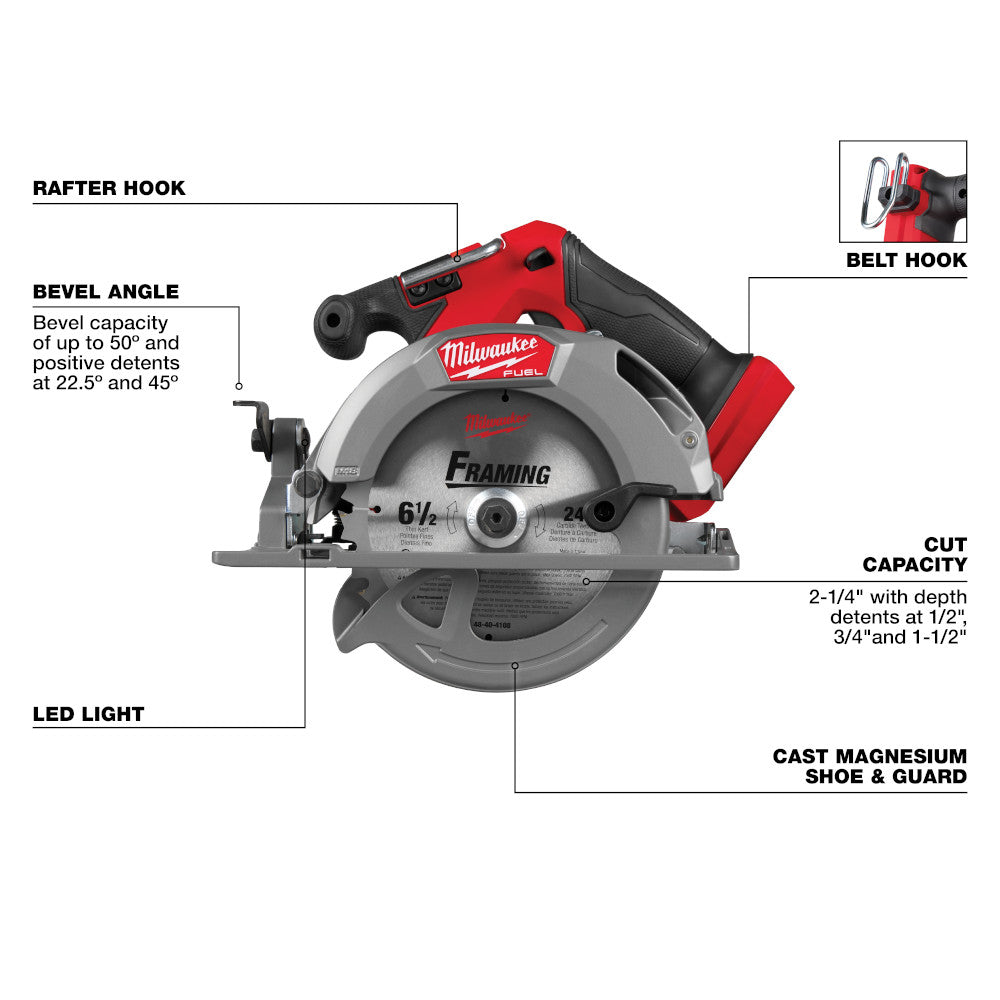 Milwaukee 2833-20 Tool M18 FUEL 6-1/2" Circular Saw (Tool Only)