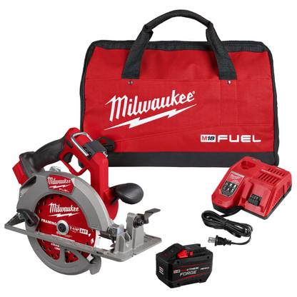 Milwaukee 2834-21HD M18 FUEL 18V Lithium-Ion Brushless Cordless 7-1/4" Circular Saw Kit with (1) FORGE 12.0Ah Battery