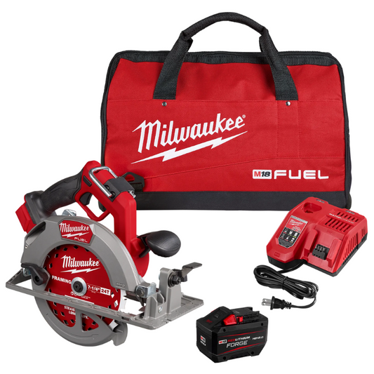 Milwaukee 2834-21HD M18 FUEL 18V Lithium-Ion Brushless Cordless 7-1/4" Circular Saw Kit with (1) FORGE 12.0Ah Battery