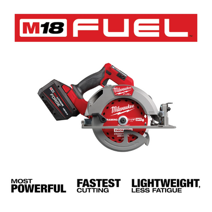 Milwaukee 2834-21HD M18 FUEL 18V Lithium-Ion Brushless Cordless 7-1/4" Circular Saw Kit with (1) FORGE 12.0Ah Battery