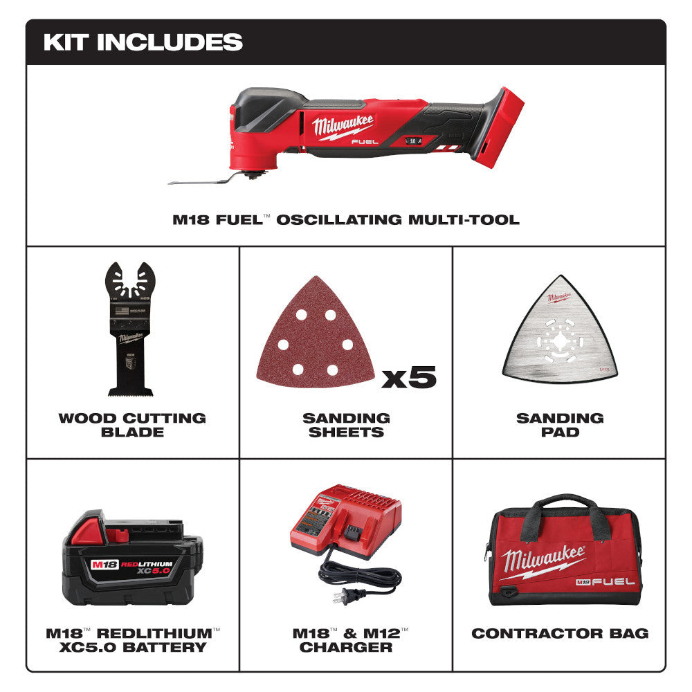 Milwaukee 2836-21 M18 FUEL Cordless Brushless Oscillating Multi-Tool Kit