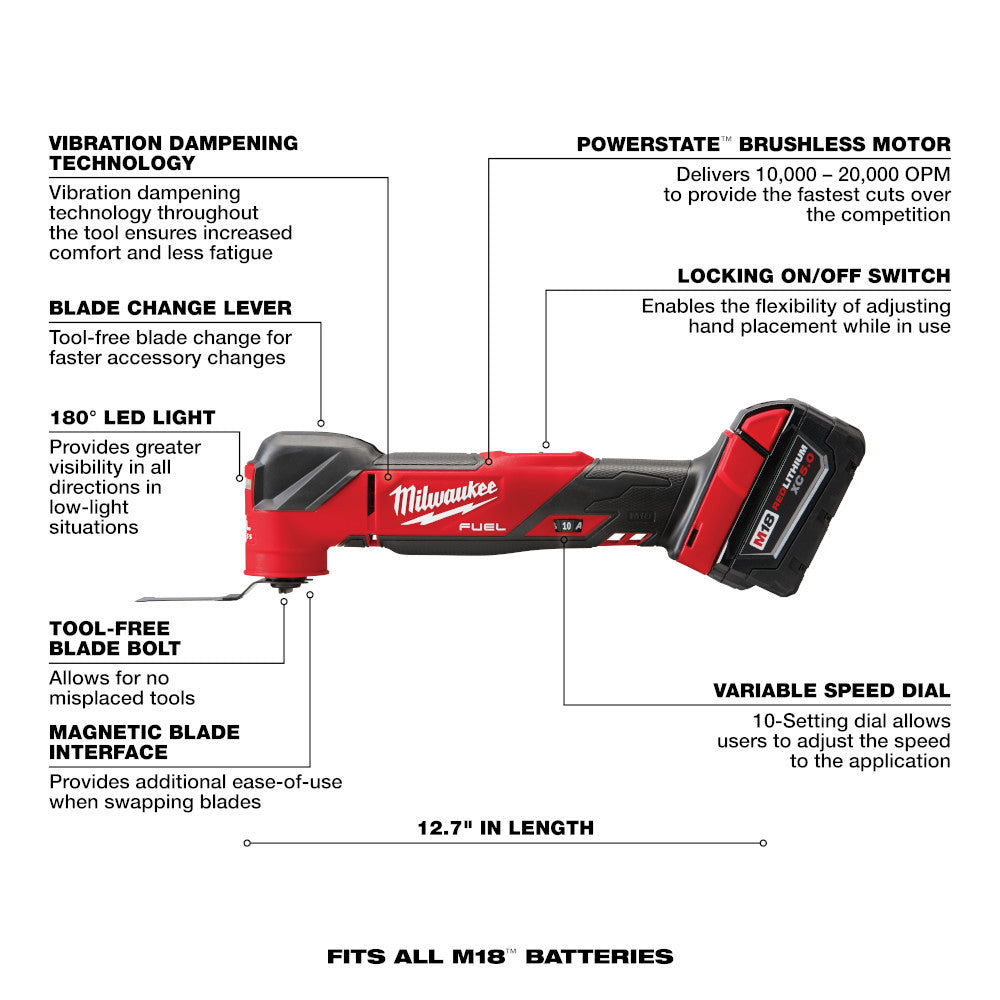 Milwaukee 2836-21 M18 FUEL Cordless Brushless Oscillating Multi-Tool Kit