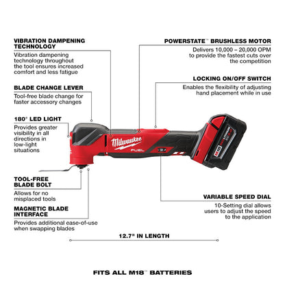 Milwaukee 2836-21 M18 FUEL Cordless Brushless Oscillating Multi-Tool Kit