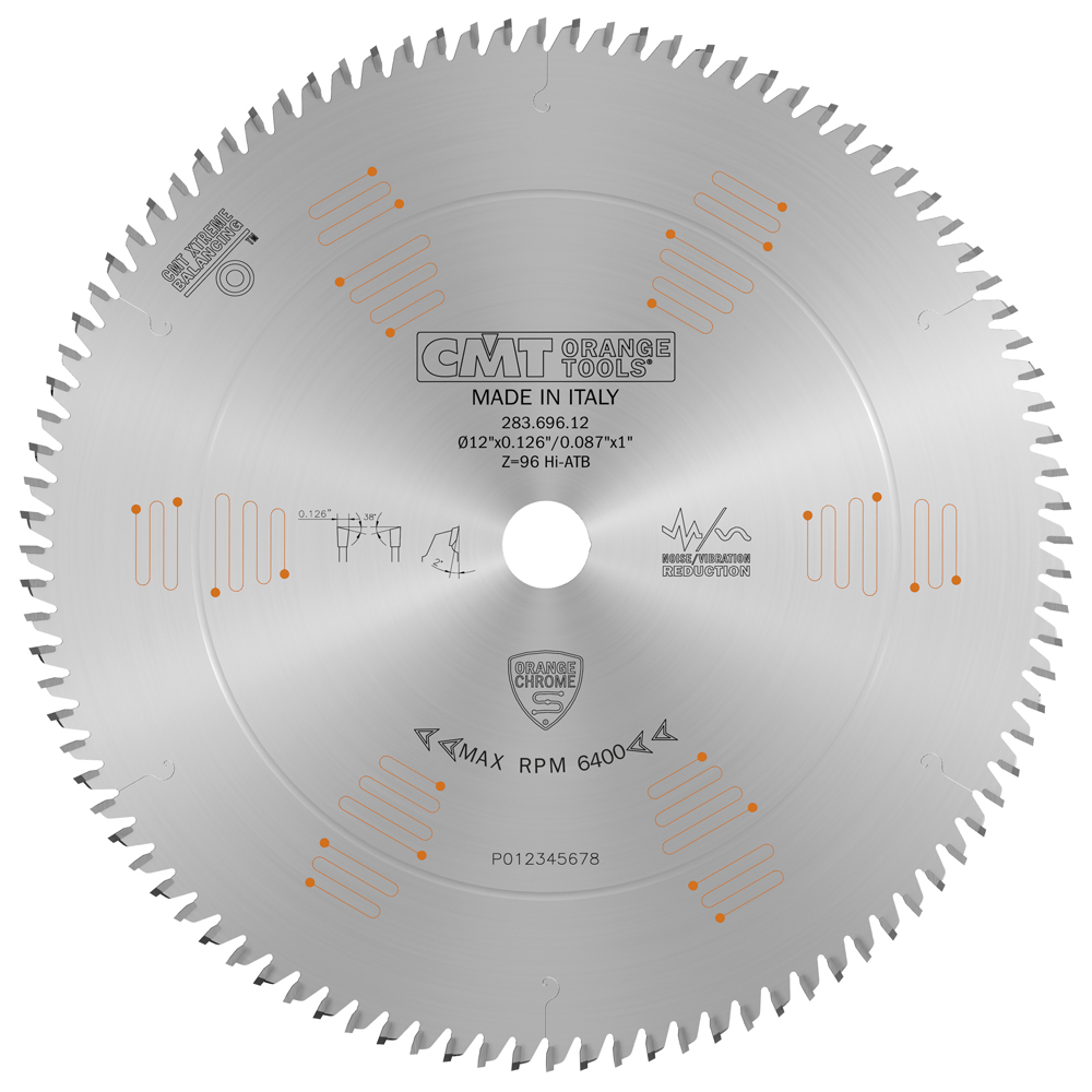 CMT 283.696.12 CHROME Cut-Off Circular Saw Blade 12", T96 HiATB
