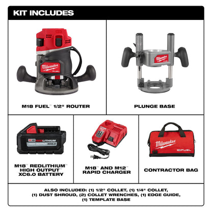 Milwaukee 2838-21 M18 FUEL 18V 1/2in Cordless Brushless Router Kit