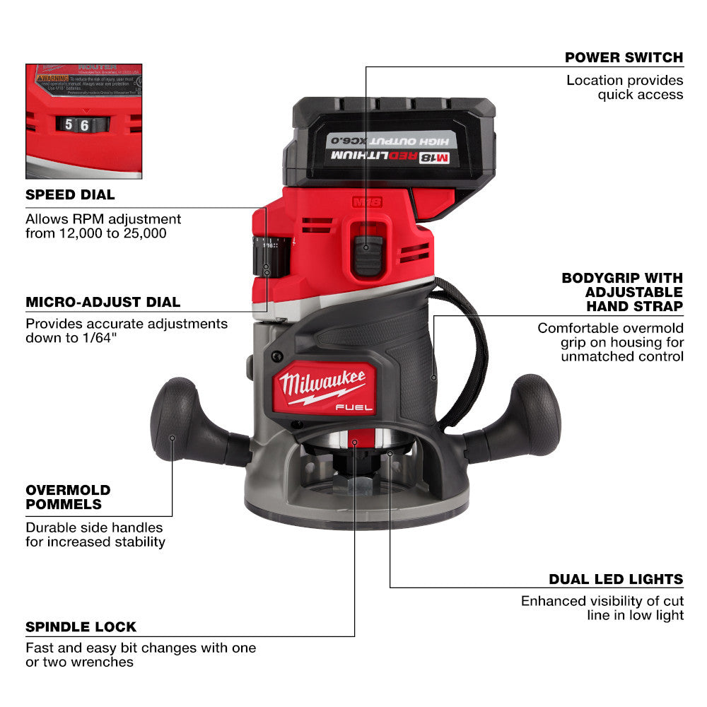 Milwaukee 2838-21 M18 FUEL 18V 1/2in Cordless Brushless Router Kit
