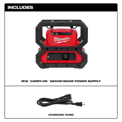 Milwaukee 2845-20 M18 18V Lithium-Ion Cordless CARRY-ON 3600W/1800W Battery Powered Power Supply (Tool Only)