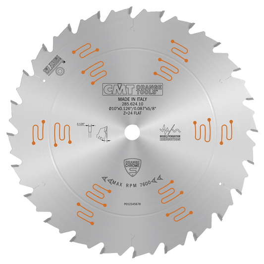 CMT 285.624.10 Orange Chrome Ripping Blade 10″ X T24 Flat