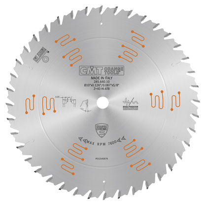 CMT 285.640.10 Orange Chrome General Purpose Blade 10″ X T40 HiATB