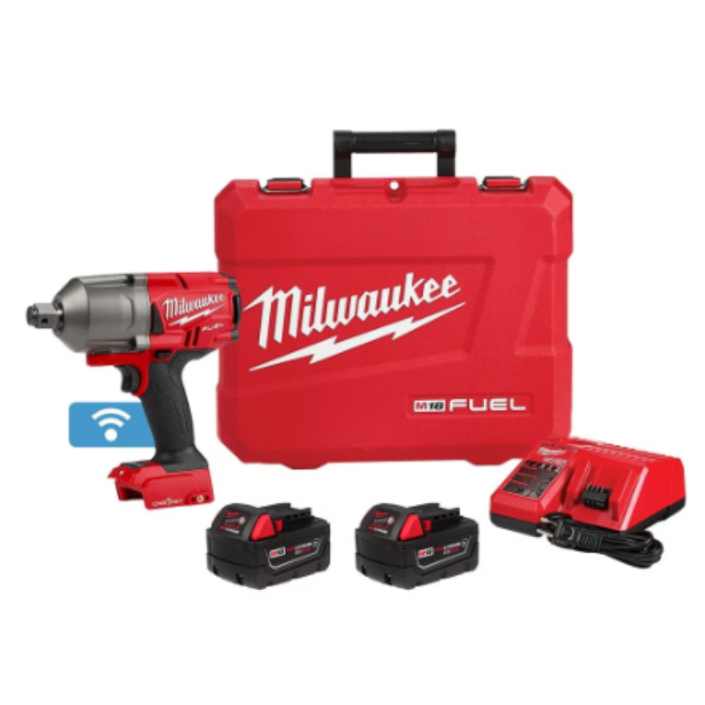 Milwaukee 2864-22R M18 FUEL ONE-KEY 18-Volt Li-Ion 3/4 inch High-Torque Impact Wrench with Friction Ring with Resistant Batteries