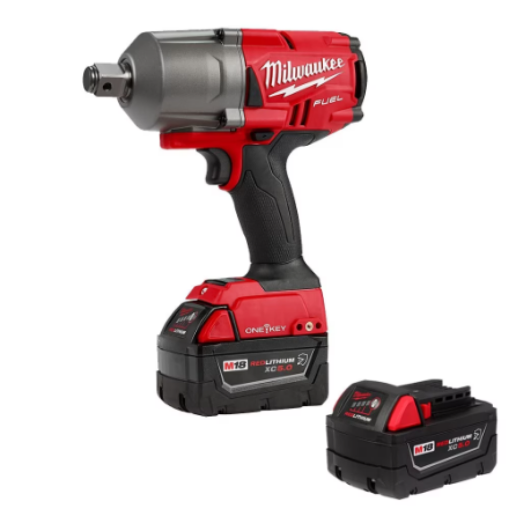 Milwaukee 2864-22R M18 FUEL ONE-KEY 18-Volt Li-Ion 3/4 inch High-Torque Impact Wrench with Friction Ring with Resistant Batteries