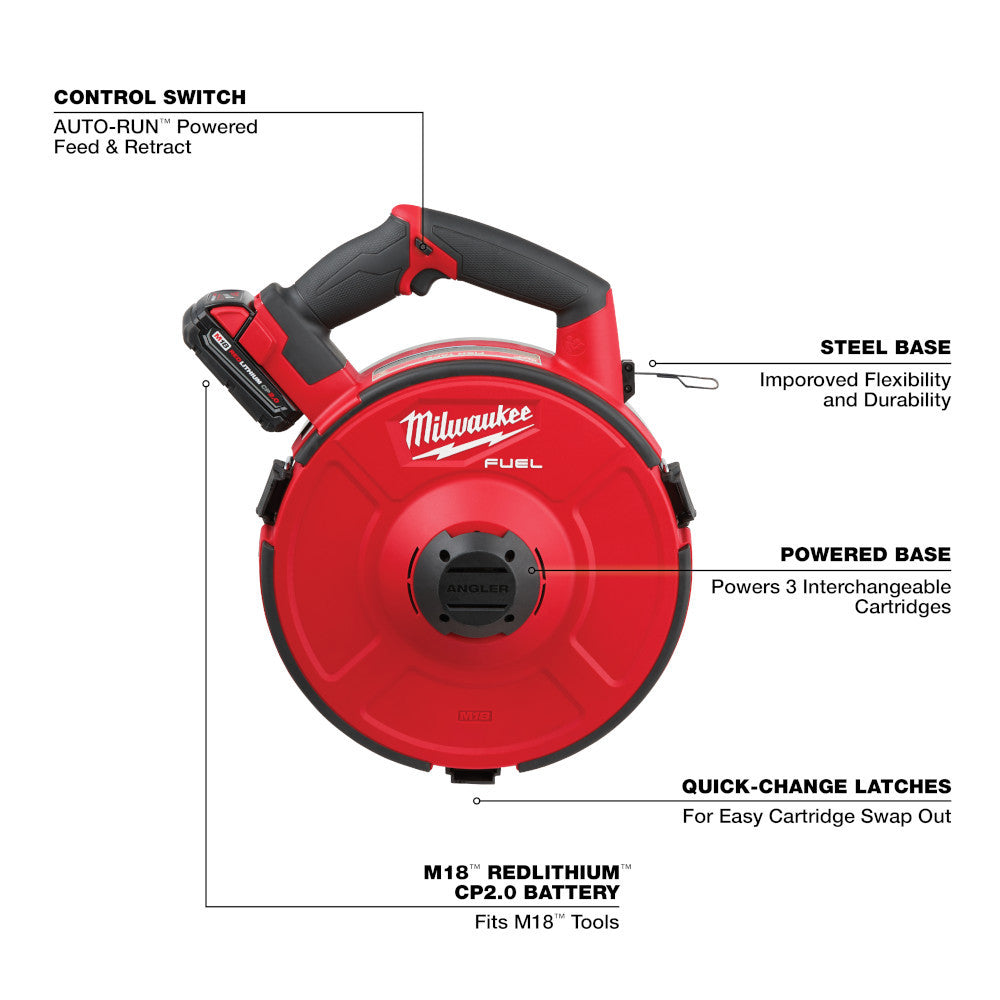 Milwaukee 2873A-22 M18 FUEL ANGLER Cordless Brushless 120' Steel Pulling Fish Tape Kit