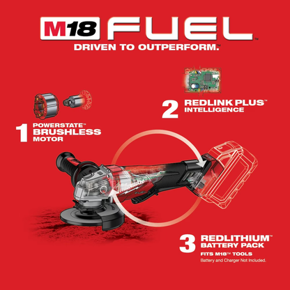 Milwaukee 2880-20 M18 FUEL 18V Lithium-Ion Brushless Cordless 4-1/2" /5" Grinder with Paddle Switch (Tool-Only)