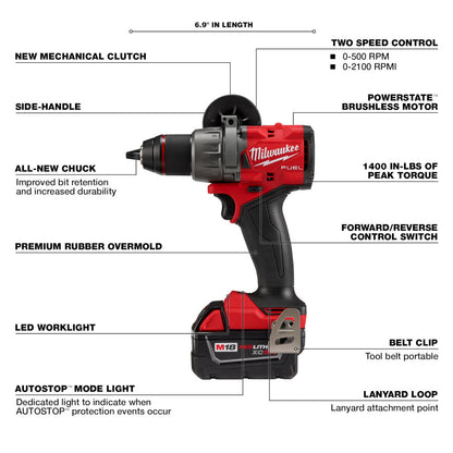 Milwaukee 2903-22 M18 FUEL Cordless Brushless 1/2in Drill/Driver Kit