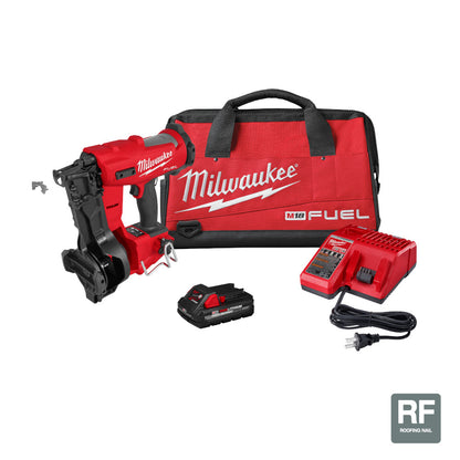 Milwaukee 2909-21 M18 FUEL Cordless Brushless Coil Roofing Nailer Kit