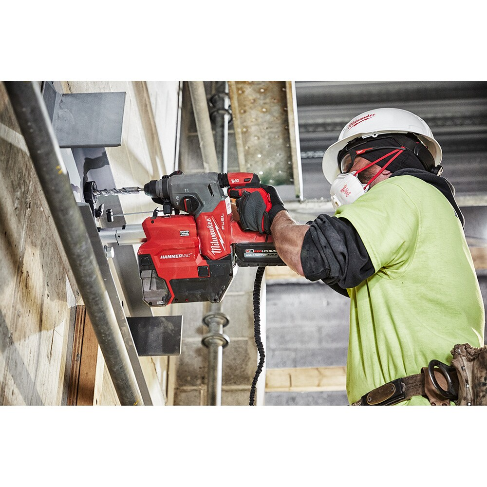 Milwaukee 2912-22DE M18 FUEL 18V Li-Ion 1" Cordless SDS-Plus Rotary Hammer with Dust Extractor Kit, Two 6.0 Ah Batteries