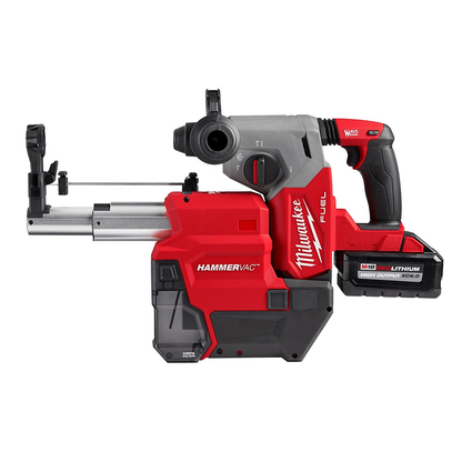 Milwaukee 2912-22DE M18 FUEL 18V Li-Ion 1" Cordless SDS-Plus Rotary Hammer with Dust Extractor Kit, Two 6.0 Ah Batteries