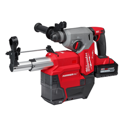 Milwaukee 2912-22DE M18 FUEL 18V Li-Ion 1" Cordless SDS-Plus Rotary Hammer with Dust Extractor Kit, Two 6.0 Ah Batteries
