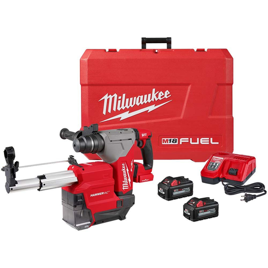 Milwaukee 2915-22DE M18 FUEL 18V Cordless 1-1/8" SDS-Plus Rotary Hammer/Dust Extractor Kit, (2) 6.0Ah Batteries