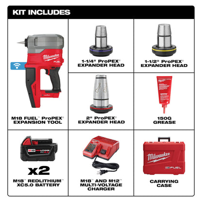 Milwaukee 2932-22XC M18 FUEL Cordless 2in Pro PEX Expander with 1-1/4in-2in Expander Heads Kit