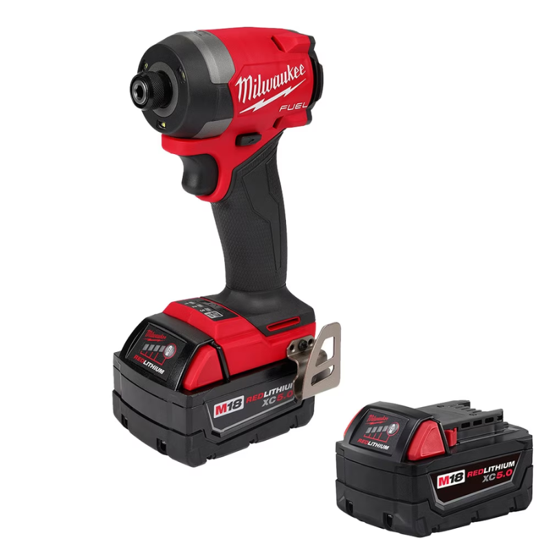 Milwaukee 2953-22 Tool M18 FUEL 18V Li-Ion Brushless Next Generation 1/4" Hex Impact Driver Kit with (2) 5.0Ah Batteries