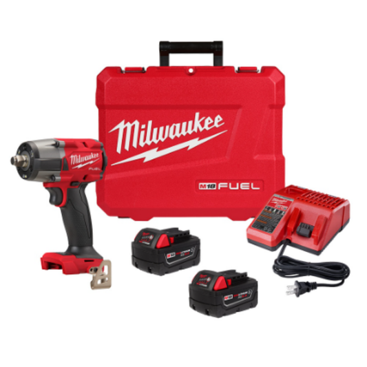 Milwaukee 2962-22R M18 FUEL 18-Volt Li-Ion 1/2 inch Mid-Torque Impact Wrench with Friction Ring Kit with Resistant Batteries