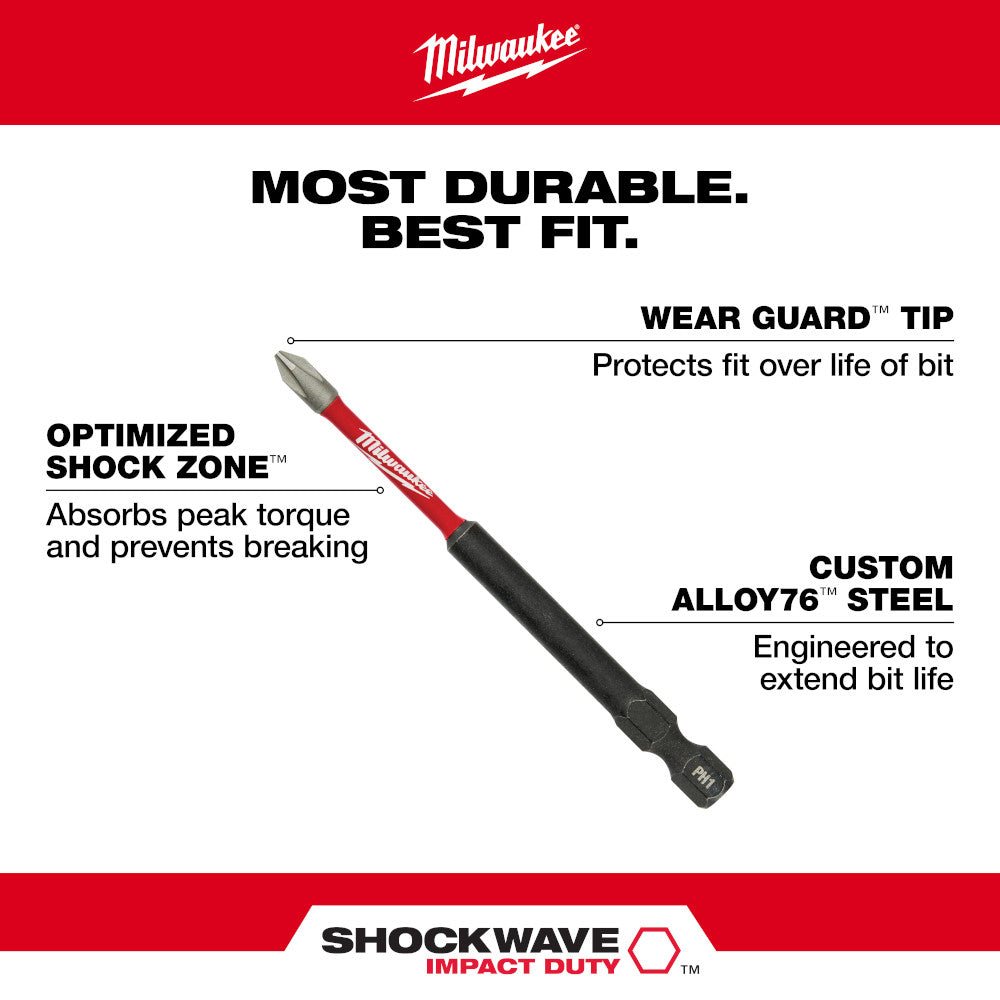 Milwaukee 48-32-4571 SHOCKWAVE Impact Duty 3-1/2in x #1 Square Power Bit