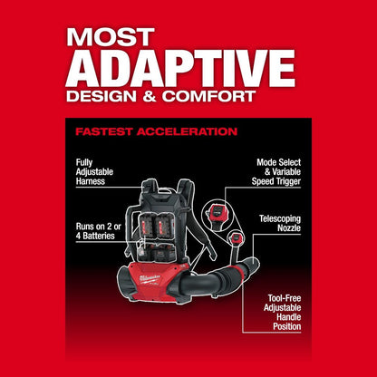 Milwaukee 3009-20 M18 FUEL 155 MPH 650 CFM 18-Volt Lithium-Ion Brushless Cordless Dual Battery Backpack Blower
