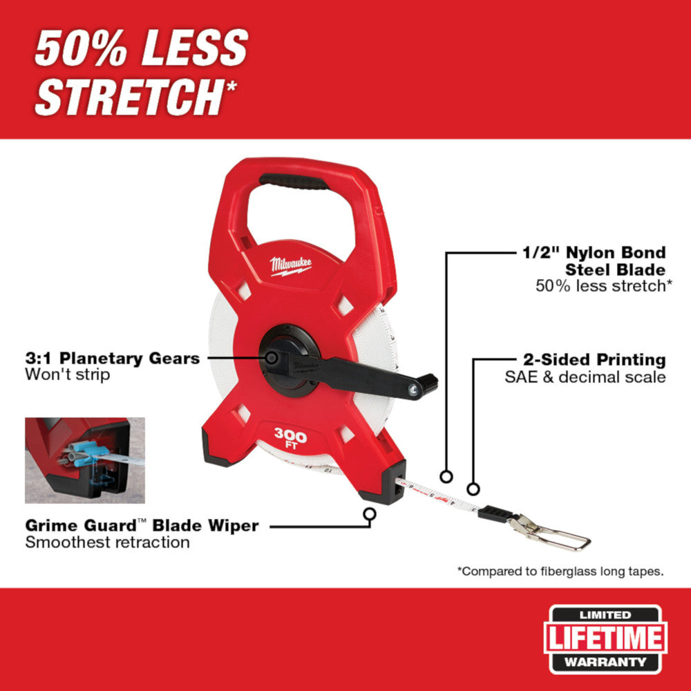 Milwaukee 48-22-5230 300' Open Reel Long Tape Measure